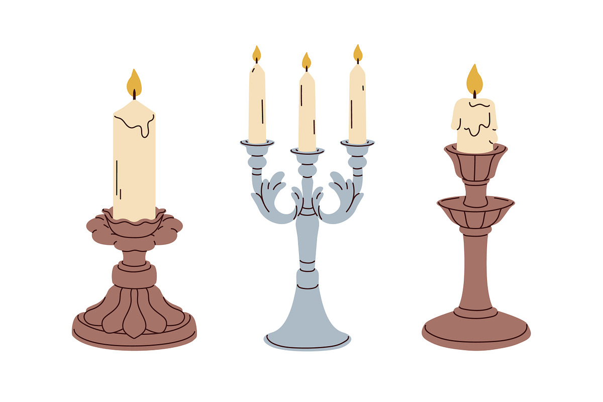 Candles in vintage candlesticks set, an Object Illustration by Good Studio (Photo 6 of 11)