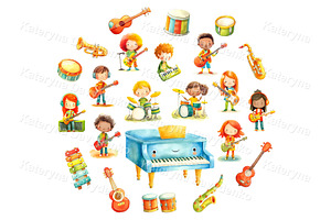 Kids playing musical instruments PNG, an Education Illustration by Bubert Art