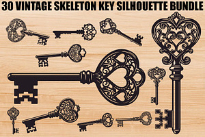 Vintage Skeleton Key Bundle, an Illustration by Gaye Art