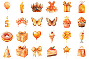 Watercolor Girls Birthday Party PNG, an Illustration by SinaCreation (Thumbnail 2 of 5)