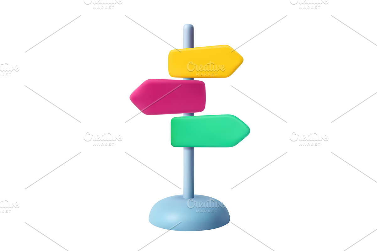 3D Direction Signpost on White, an Object Illustration by ModVector