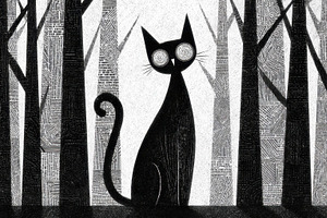 Black cat in a forest at night, a Photo by Beautiful things