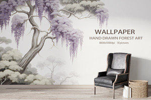 Abstract Forest Art Wallpaper Set