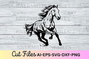 Running Horse SVG EPS Cut File, an Animal Illustration by Rivermill Printables