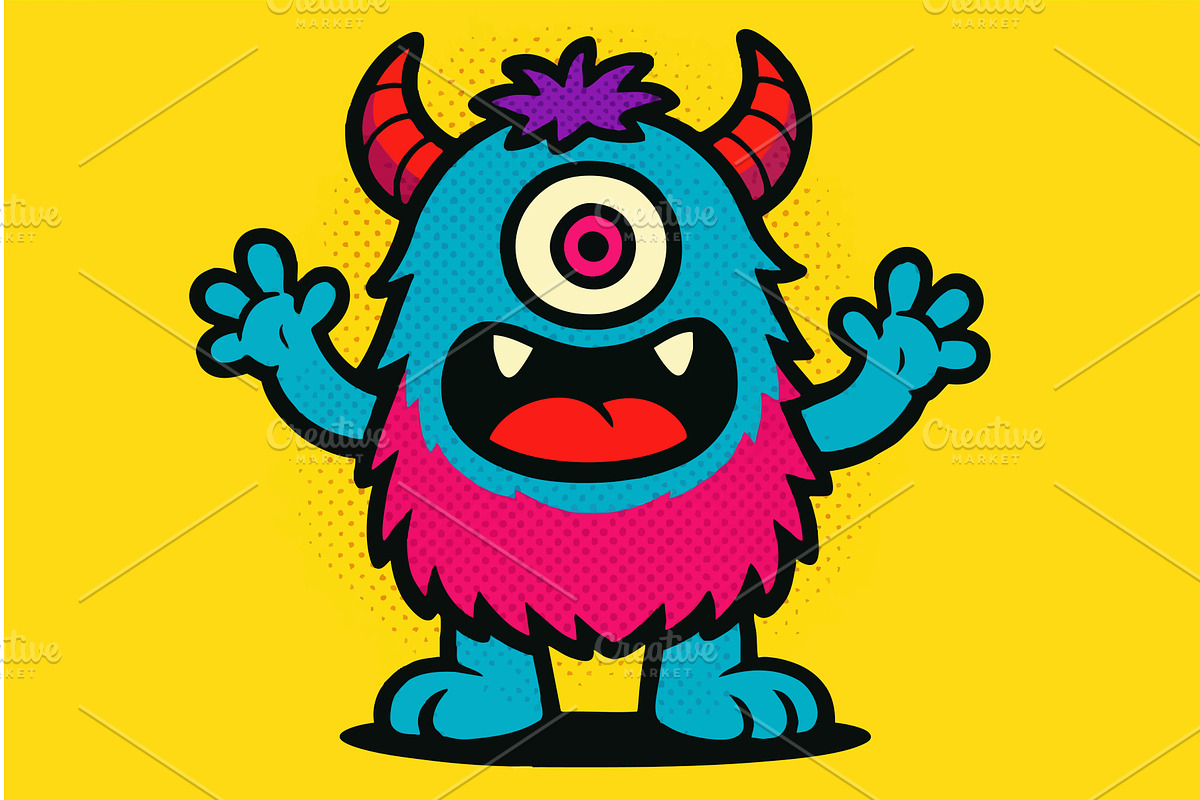 Cute Cyclops Monster Cartoon in Pop, an Animal Illustration by AlexArt