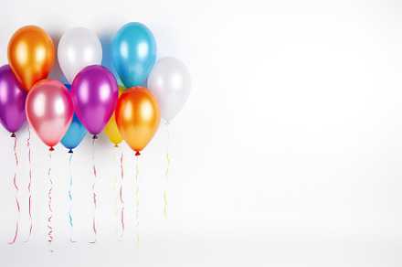 Colorful balloons on white background, a Holiday Photo by AlyaAnd