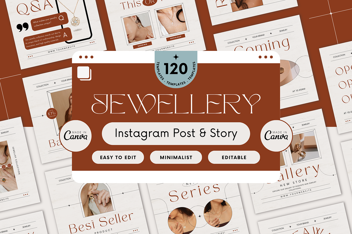 120 Jewelry Instagram Canva Template, a Social Media Template by Branding Victory STD (Photo 1 of 10)