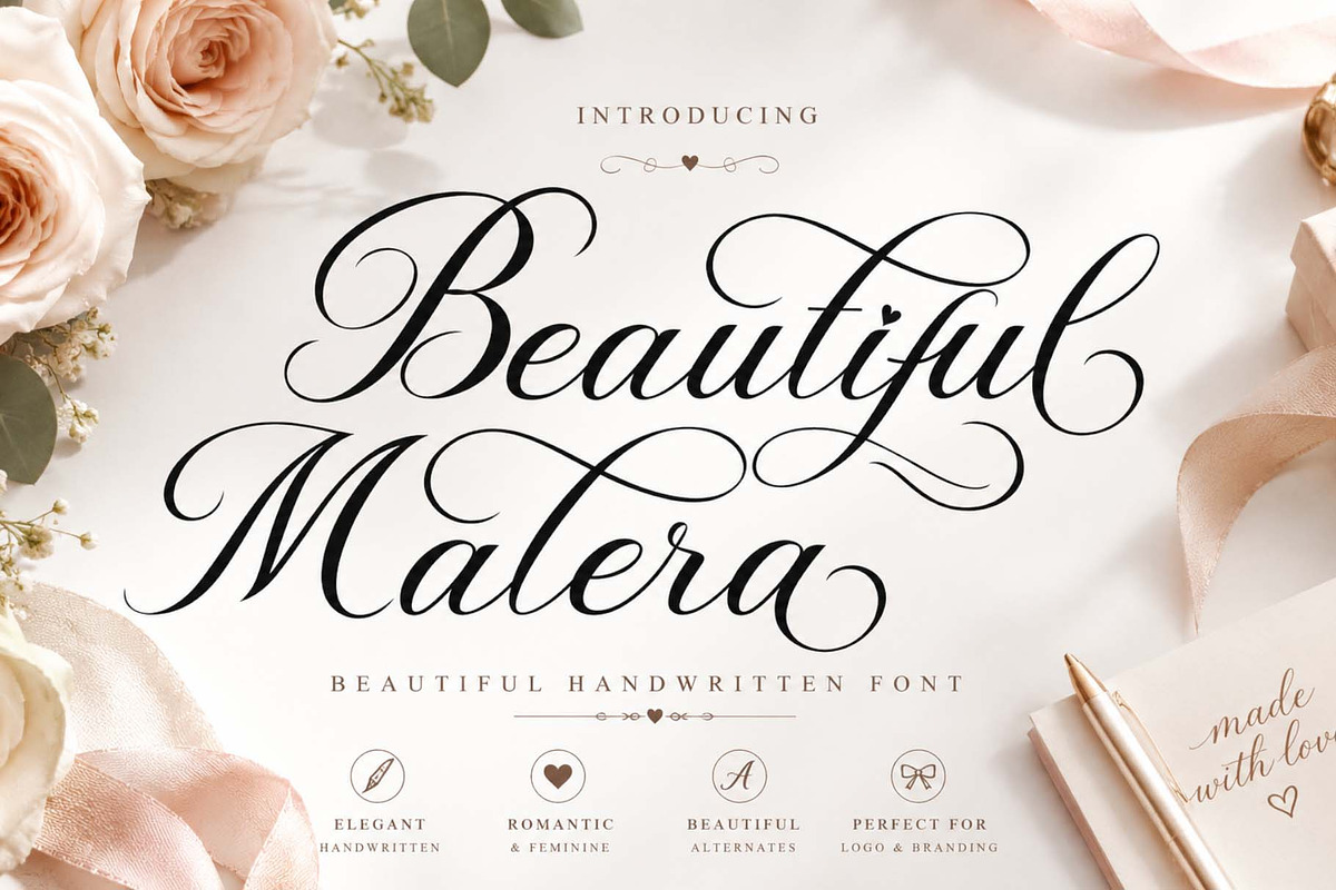 Beautiful Malera, a Handwritten Font by Yoga Letter (Photo 1 of 10)