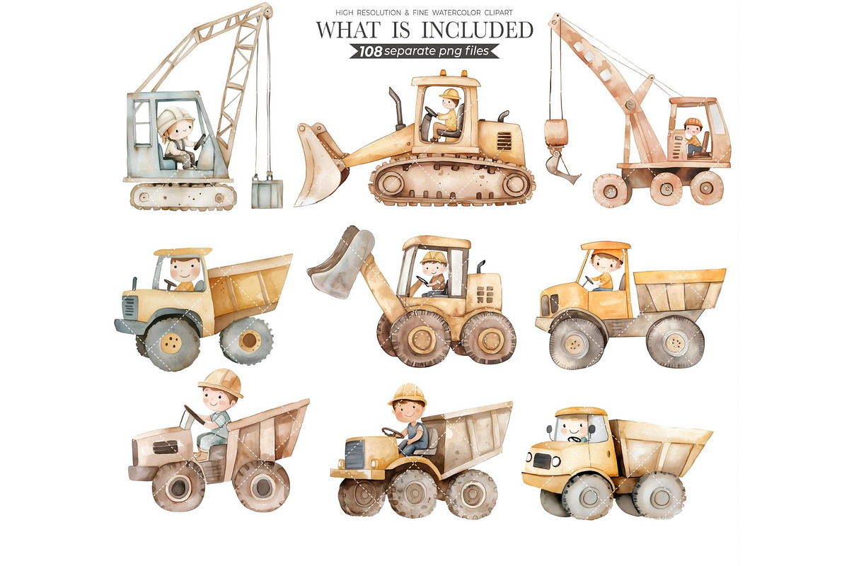 Construction Watercolor Clipart, an Illustration by CharmClipart (Photo 7 of 8)