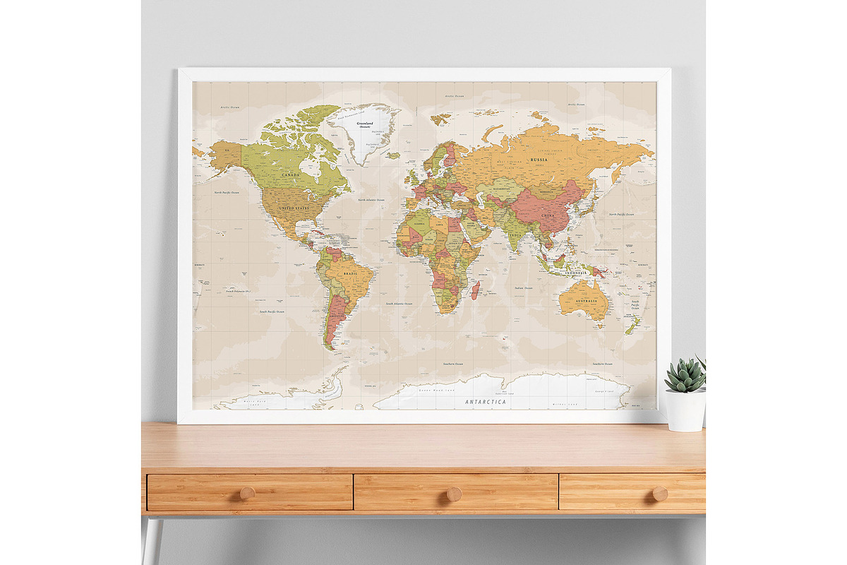 Vector World Map - Large&Detailed, a Decorative Illustration by PorcuPen Works (Photo 9 of 9)