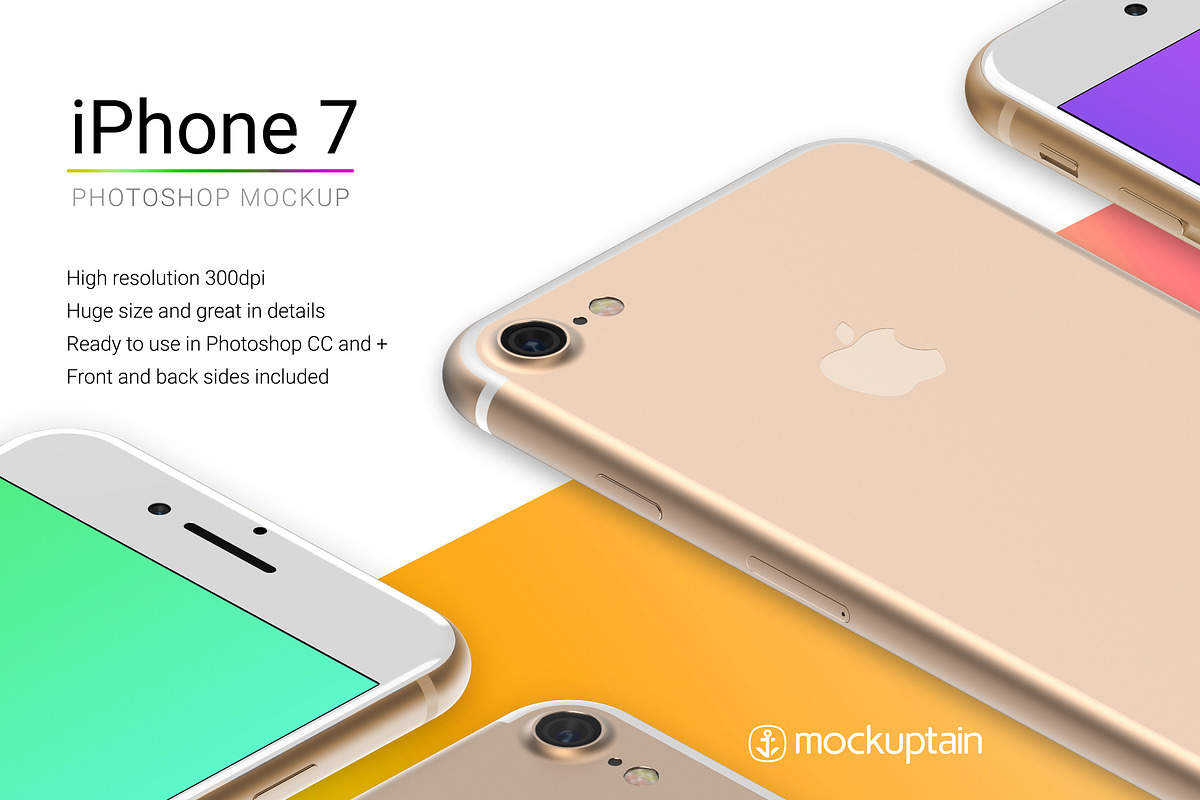 Iphone 7 Mockup White Gold Isometric, an iPhone Mockup by mockuptain (Photo 5 of 6)