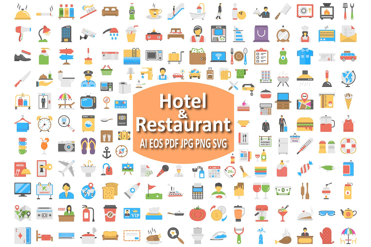 Hotel and Restaurant Icon Set., an Icon by Vector Portal (Photo 1 of 6)