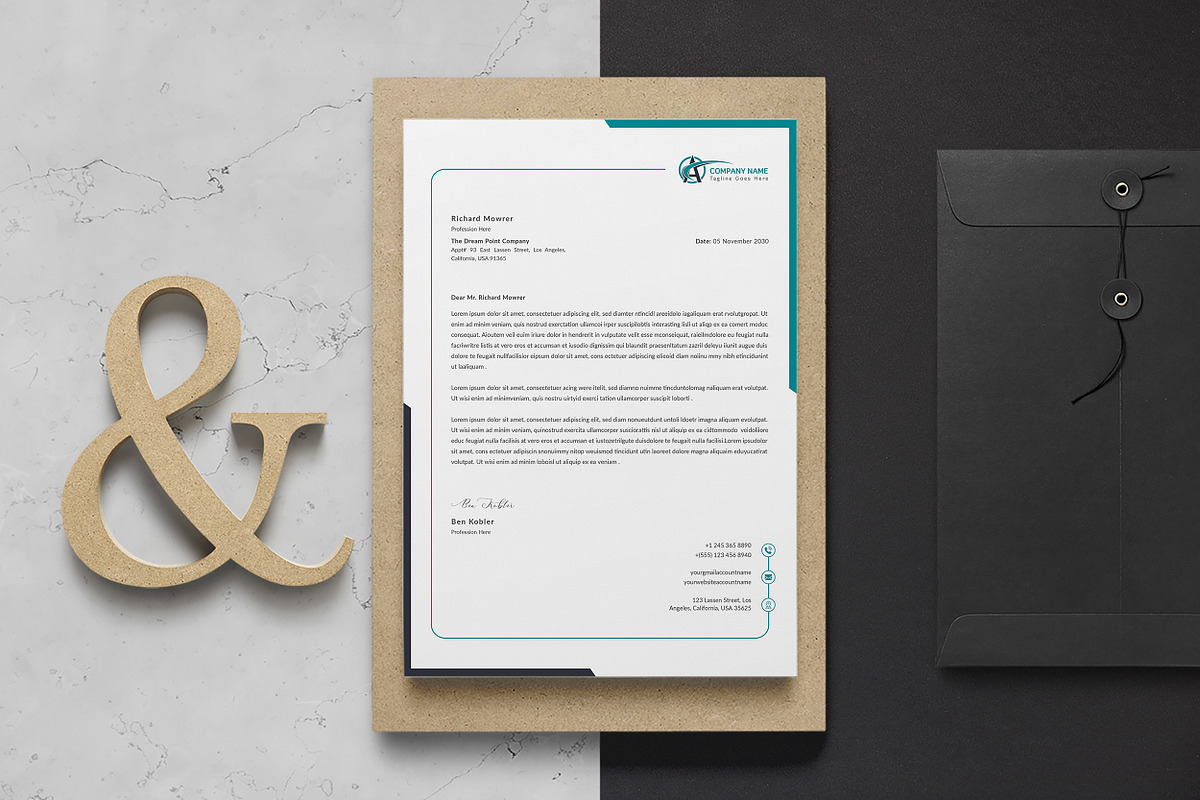 Clean Letterhead Word, a Stationery Template by ResumeDevisers (Photo 7 of 7)