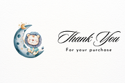 Cute Lion on Moon Clipart, an Animal Illustration by New-School-Wave (Thumbnail 5 of 5)