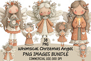 Whimsical Christmas Angel Clipart, an Illustration by Craft Nest (Thumbnail 1 of 9)