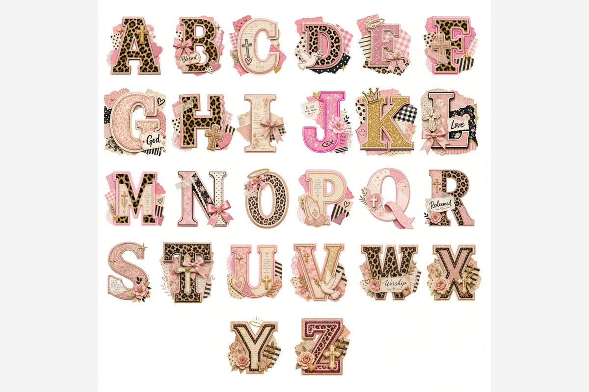 Faith Collage Alphabet PNG Bundle, a Decorative Illustration by Tanya Kart (Photo 6 of 6)