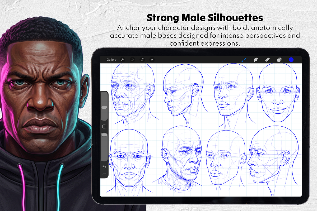 Afro Head Stamps, Black Character, a Brush Add-On by Selentaori Studio (Photo 6 of 12)