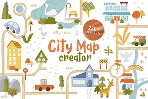 City Map Creator 250+ elements, an Animal Illustration by Very Berry Studio