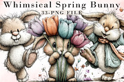 Whimsical Spring Bunny Clipart, an Illustration by Libby Wishes (Thumbnail 1 of 7)