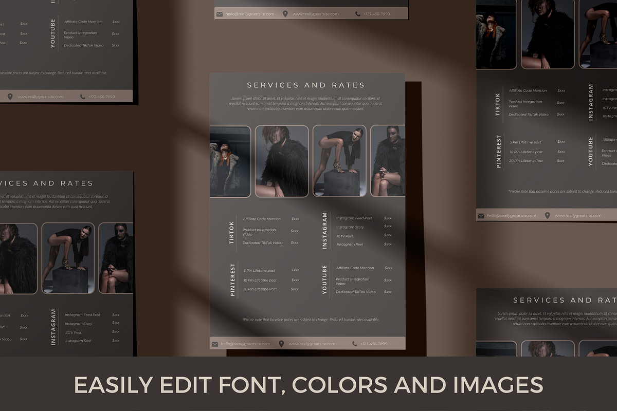 2 Page Media Kit Template Dark Brown, a Presentation Template by CoCreatorDesigns (Photo 3 of 7)