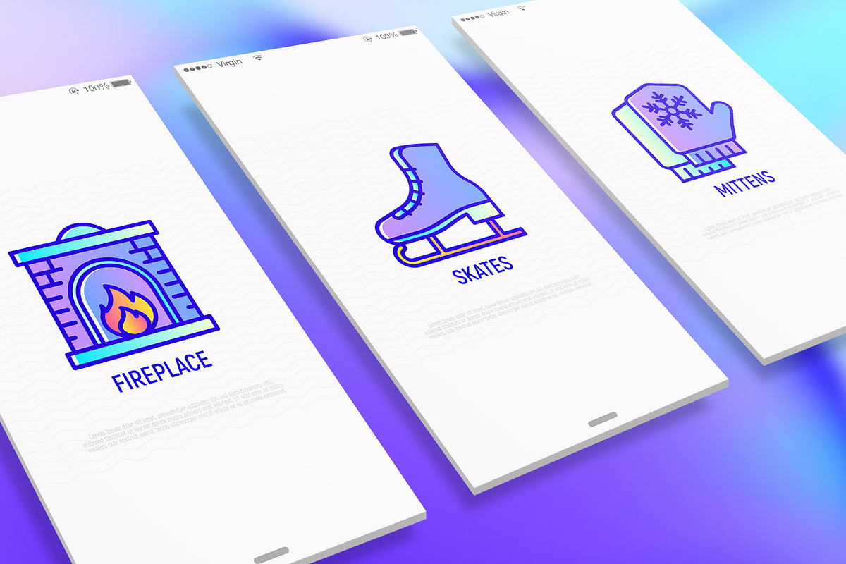Winter | 16 Thin Line Icons Set, an Outline Icon by Alex Blogoodf (Photo 2 of 9)