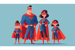 Superhero family. Mom dad kids in, a Person Illustration by Stock-Smart-Start