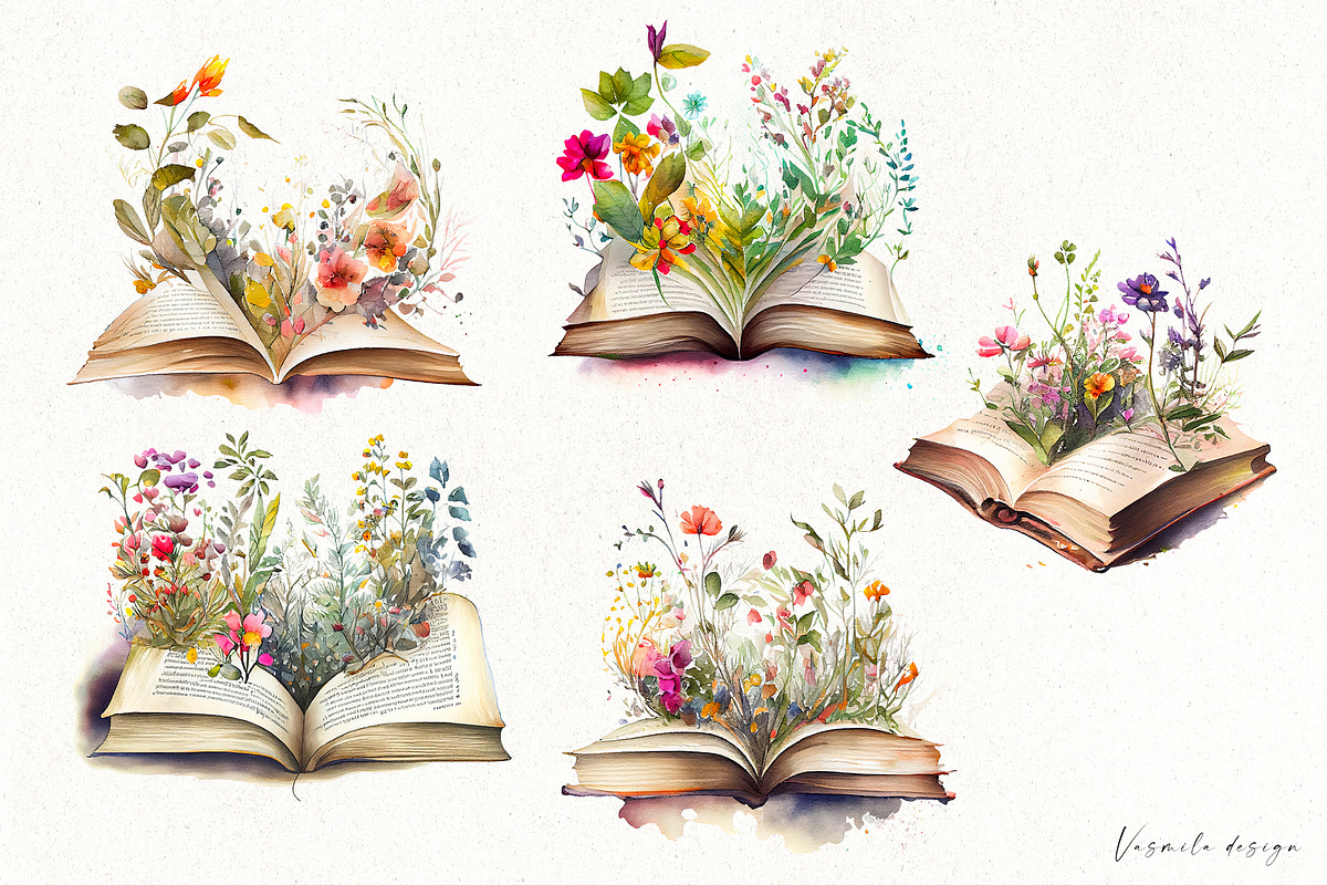 Romantic flower clipart bundle, a Decorative Illustration by Vasmila (Photo 7 of 21)