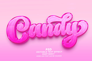 Candy 3d Editable Text Effect PSD