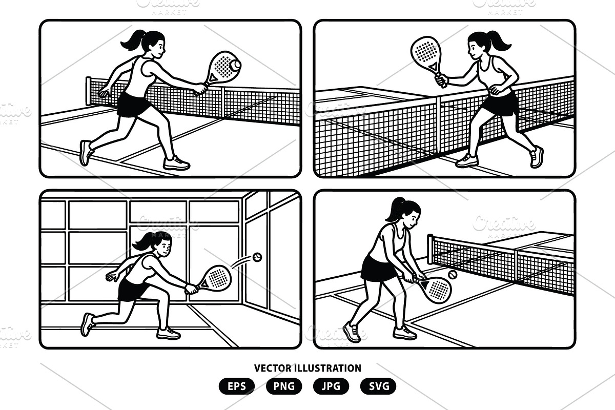 Activity of a woman playing padel, a Person Illustration by Vectorlina (Photo 1 of 3)