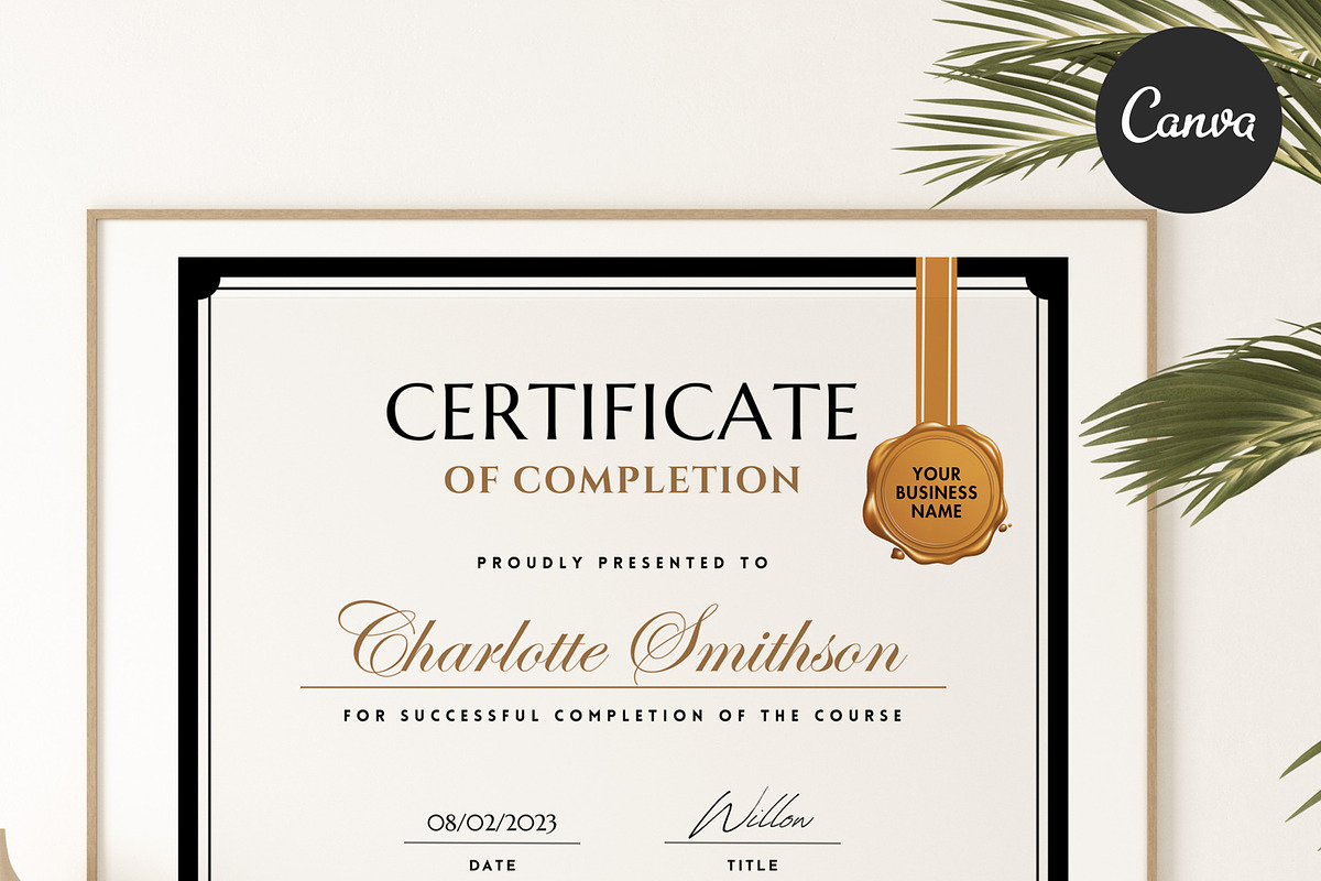 Certificate of Completion CANVA C003, a Marketing Template by Draca Design Co (Photo 1 of 4)