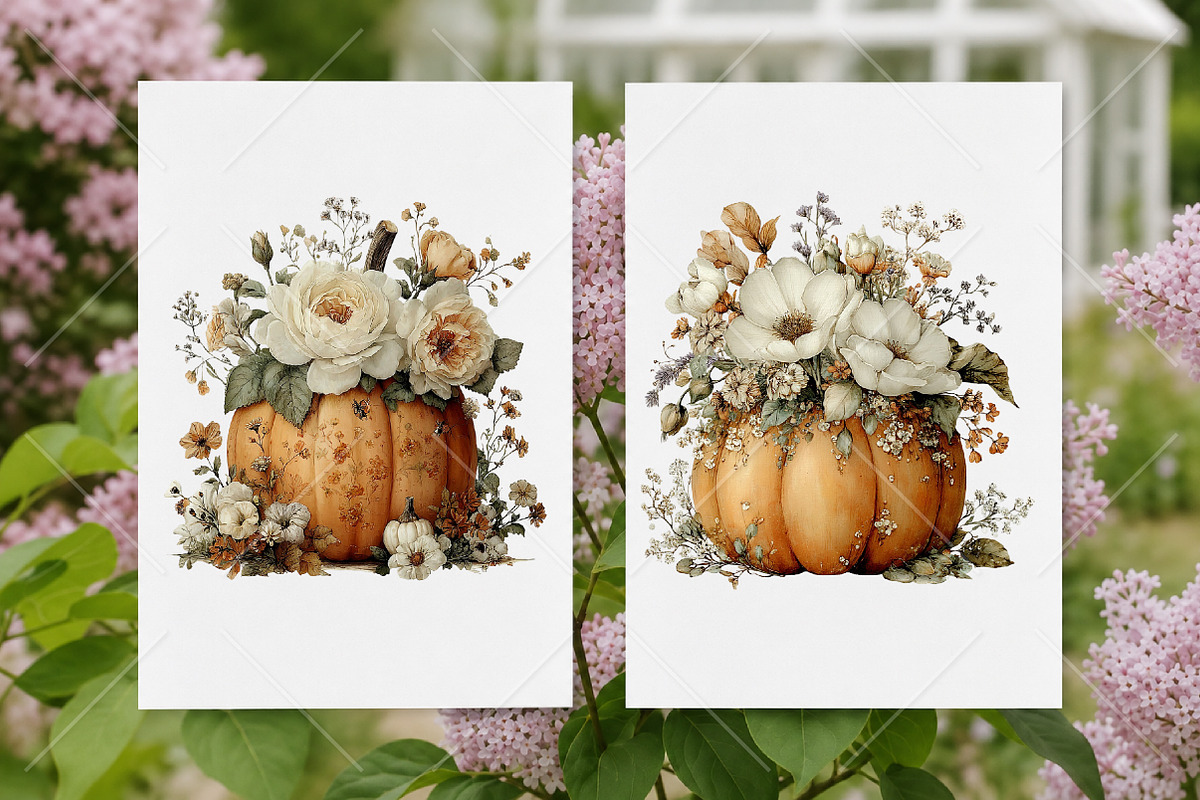 Whimsical Autumn Pumpkin Clipart, a Seasonal Illustration by Canvas Craft (Photo 8 of 10)