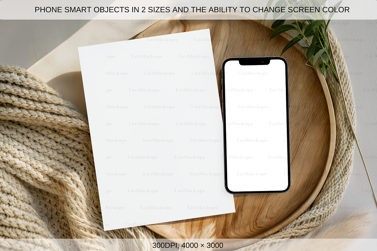 Wedding Invite Card & iPhone Mockup, an Advertising Mockup by TatiMockup (Photo 2 of 3)