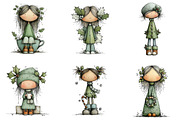 Quirky Holly Girl Clipart, an Illustration by DreamArtGraphic (Thumbnail 3 of 5)
