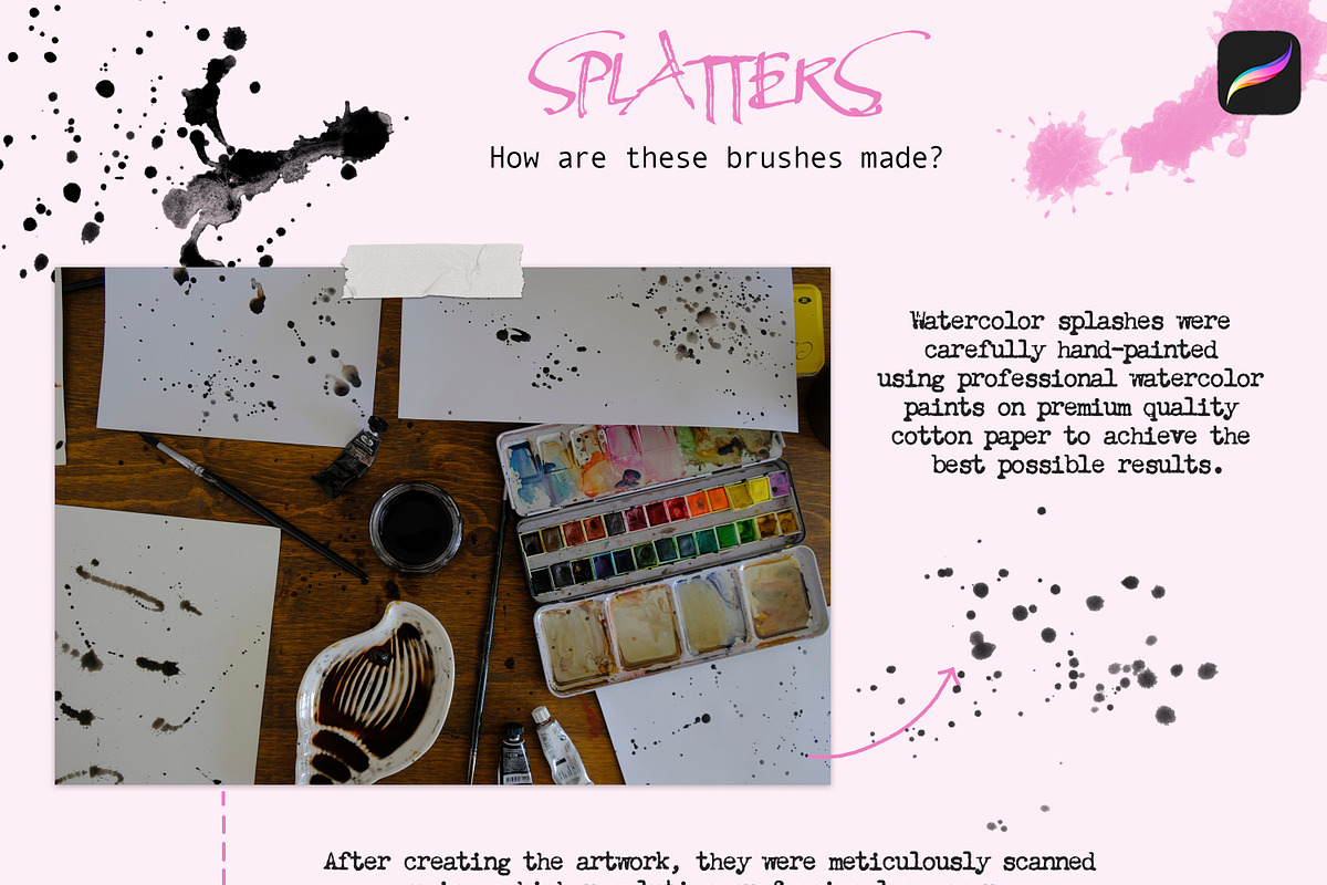 Splatter Brushes for Procreate, a Brush Add-On by Les Frolova (Photo 8 of 9)