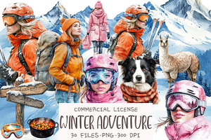 Winter Adventure Clipart, an Illustration by OK Design
