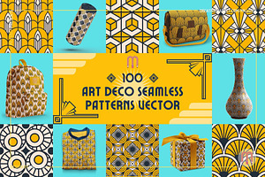 100 Art Deco Seamless Pattern Vector