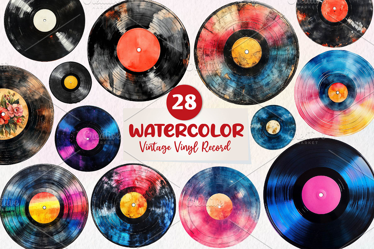 Vintage Vinyl Record Clipart, an Illustration by CreationArt (Photo 1 of 5)
