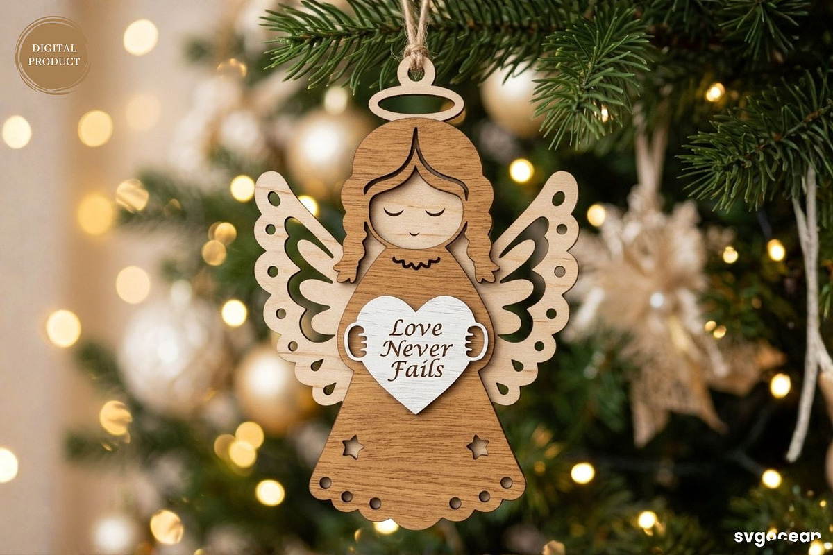Nativity Angel Ornaments SVG Bundle, a Decorative Illustration by svgocean (Photo 3 of 7)