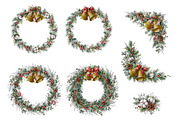 Watercolor Christmas Bells Clipart., a Decorative Illustration by VetaDesign (Thumbnail 4 of 9)
