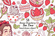 Rococo Strawberry Tea Time Clipart, a Food Illustration by TitaLivingArt (Thumbnail 2 of 9)