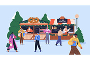 People at Christmas market, fair set, a Seasonal Illustration by Good Studio (Thumbnail 2 of 8)