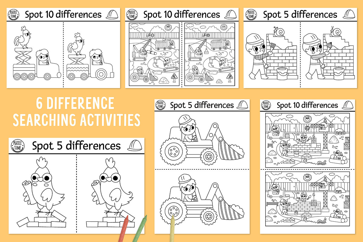 Construction site coloring games, an Education Illustration by Lexi Claus (Photo 8 of 15)