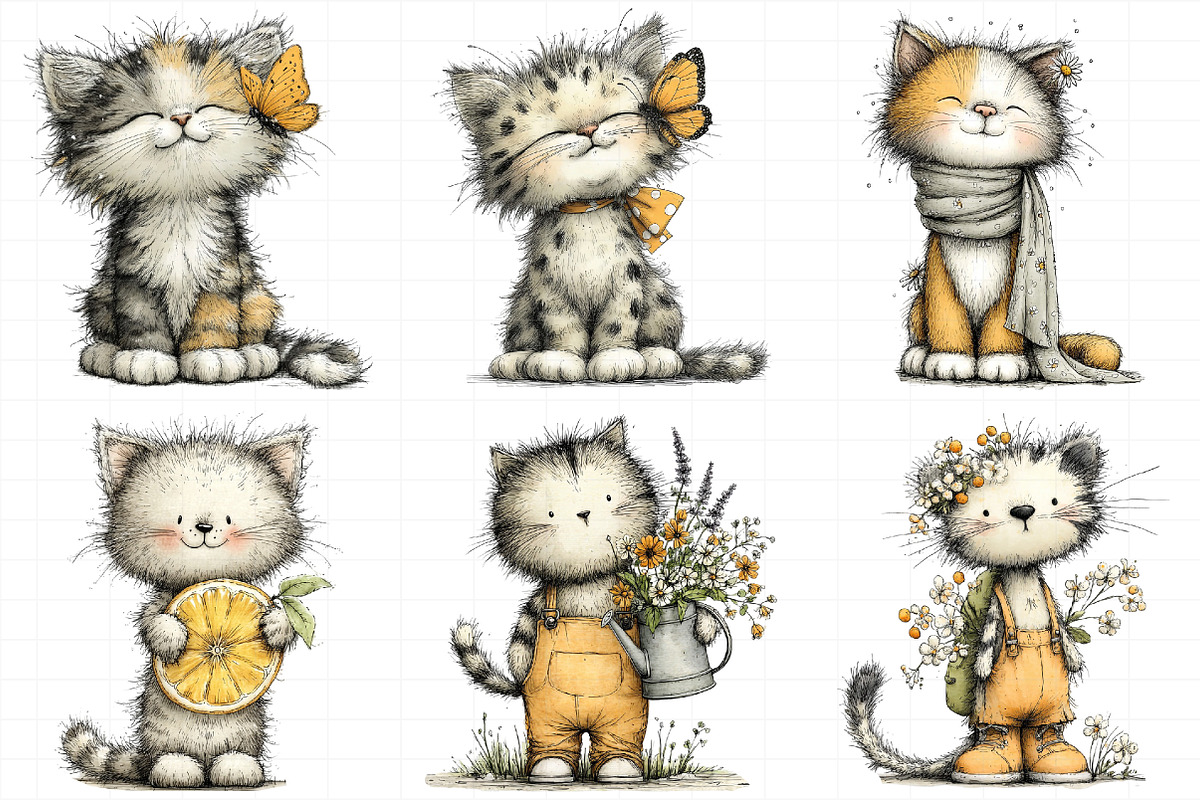 Whimsical Summer Cats Clipart Png, an Illustration by Daily.Designs (Photo 4 of 8)