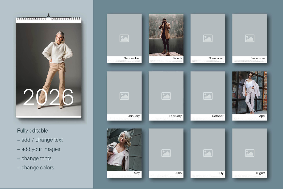 2026 Wall Calendar Indesign Template