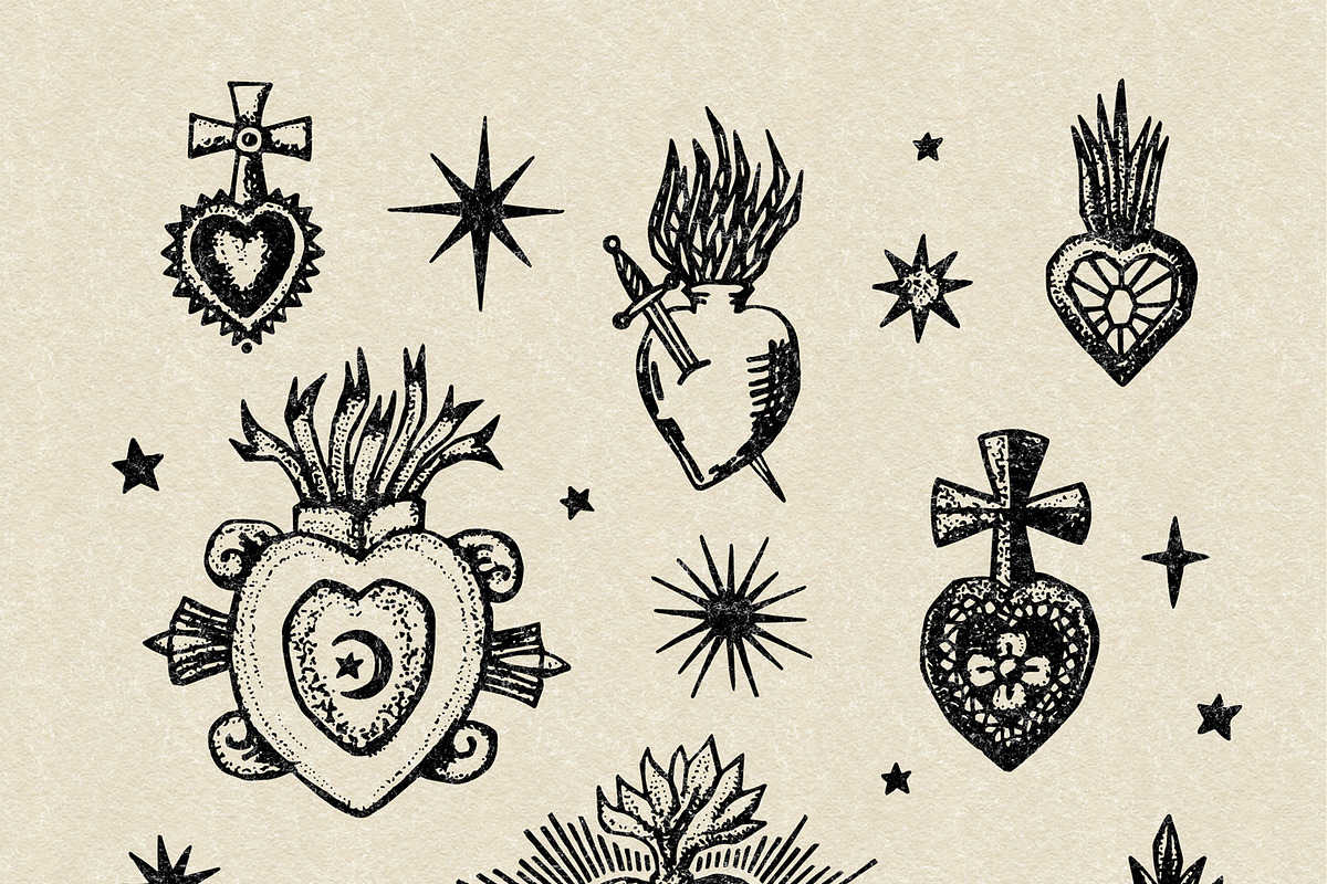 Vintage Sacred Hearts Bundle, an Object Graphic by Annie Konst (Photo 2 of 15)
