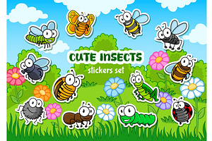 Cartoon funny googly insects, an Animal Illustration by Vector Tradition