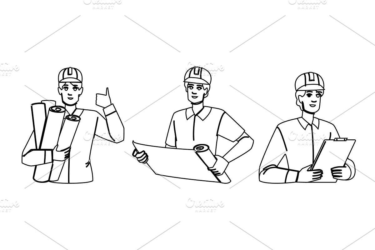 project man architect vector, a Person Illustration by pikepicture