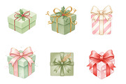 Watercolor Christmas Gift Clipart, an Illustration by SinaCreation (Thumbnail 3 of 7)