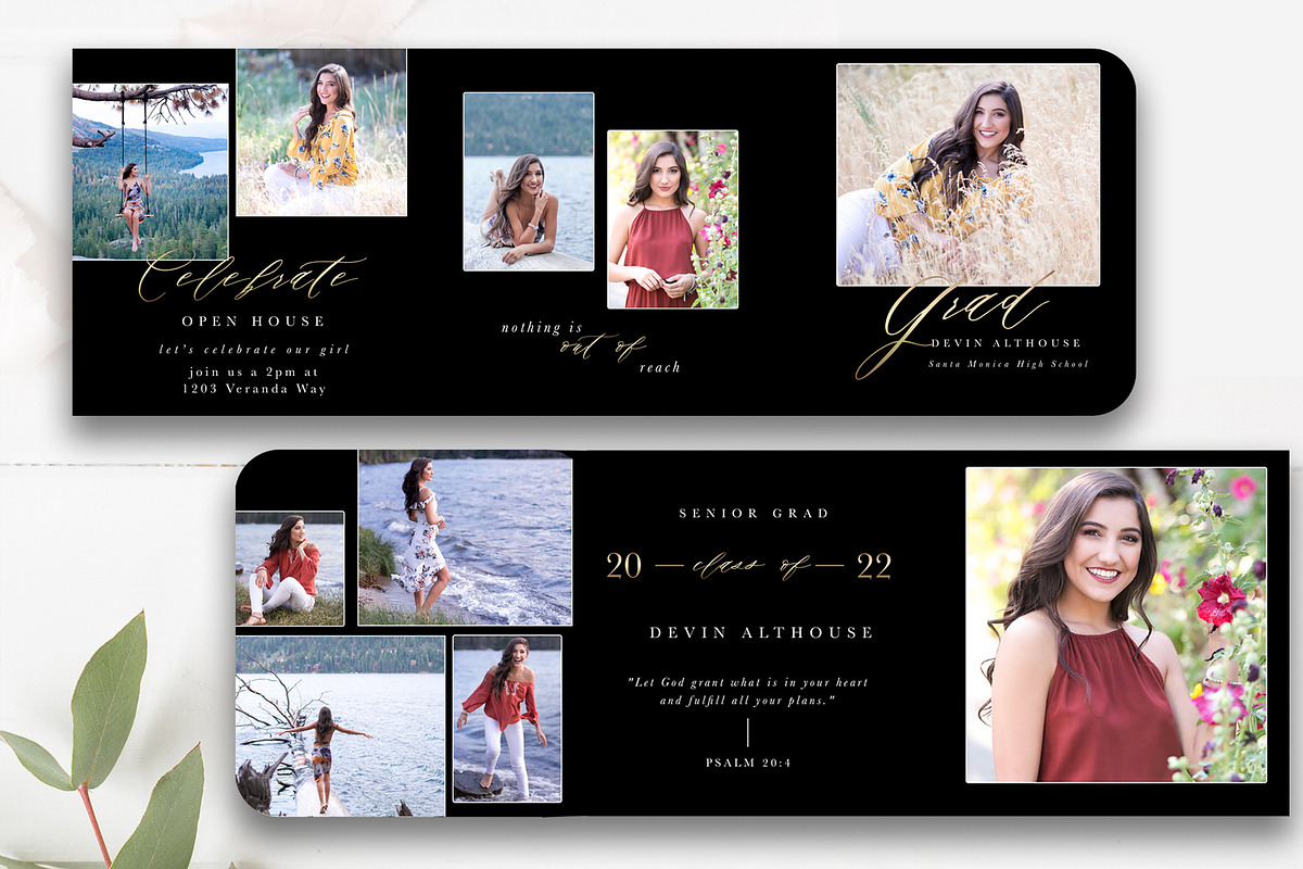 Trifold Graduation Announcement PSD, a Card Template by By Stephanie Design