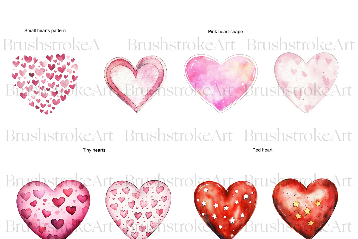 Heart Shapes Clipart, Red Heart PNG, a Decorative Illustration by BrushstrokeArtGB (Photo 3 of 9)